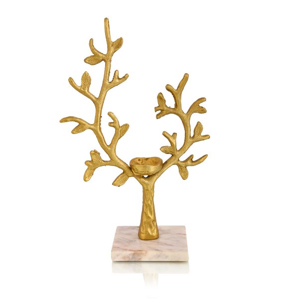Tree T-Lite on Marble Base Crafted in Radiant Gold