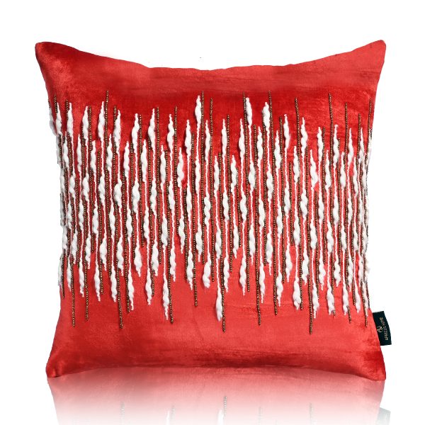 Red Electric Hand Embroidery Cushion Cover
