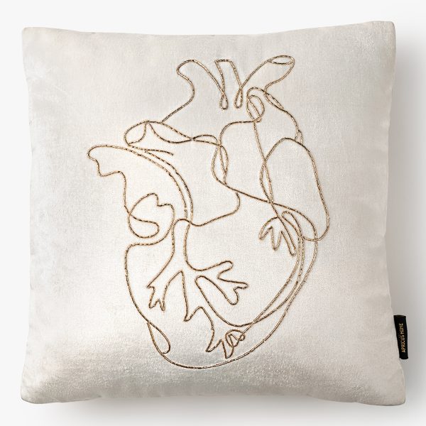 Loving Heart Embroidered Line Nakshi Hand Work Cushion Cover