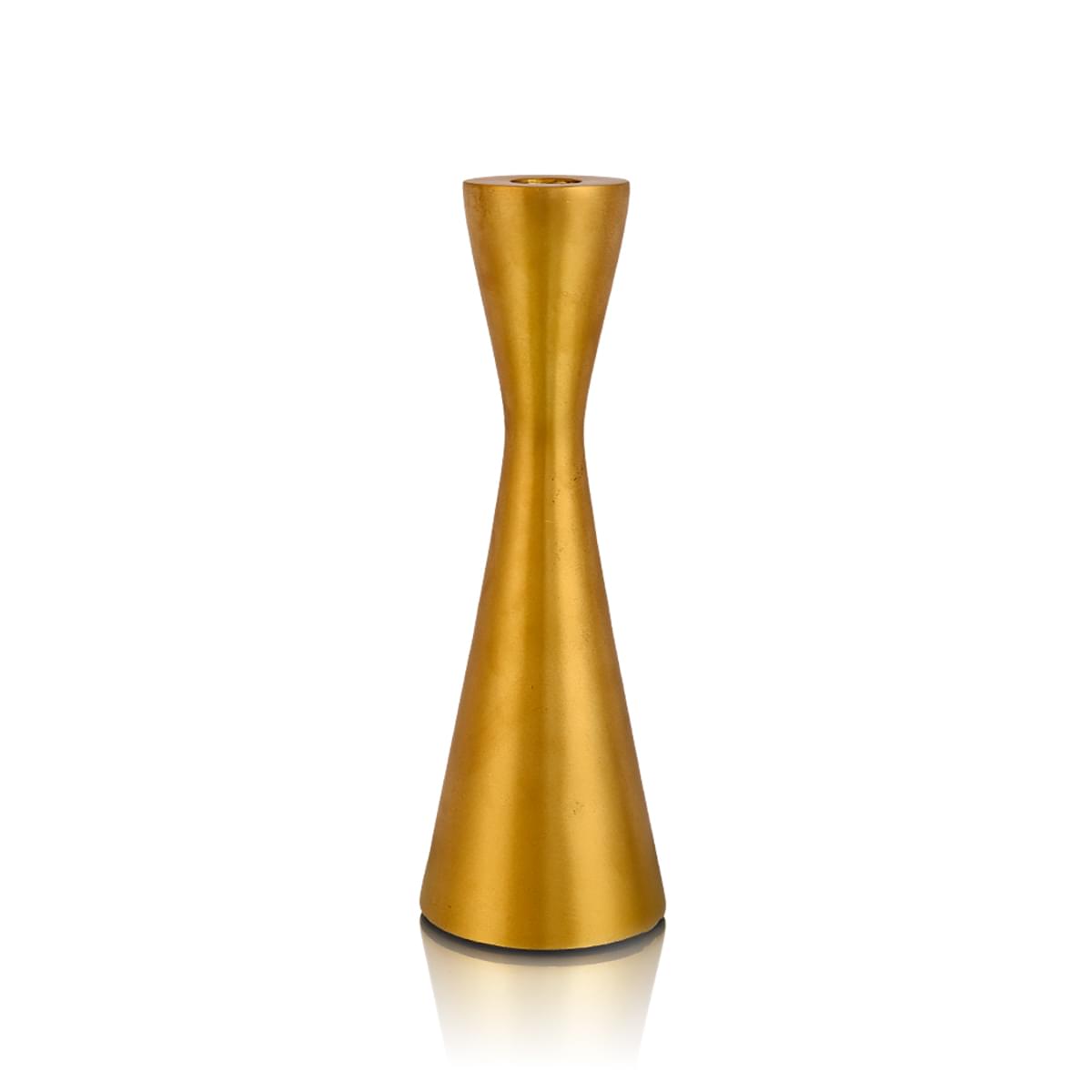 Classic Golden Damru Taper Candle Holder (M)