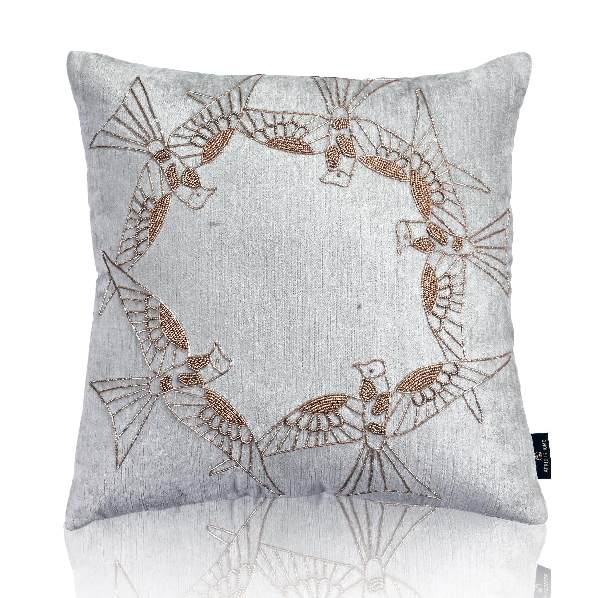 Unity Bird Hand Embroidery Sky Blue Cushion Cover